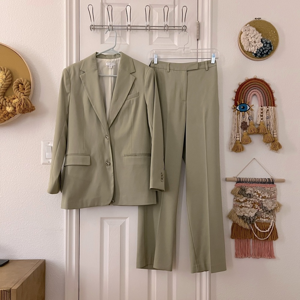 Women's Olive Blazer and Pants Set